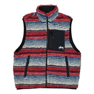 NWT Stussy Striped Sherpa Vest Size Small